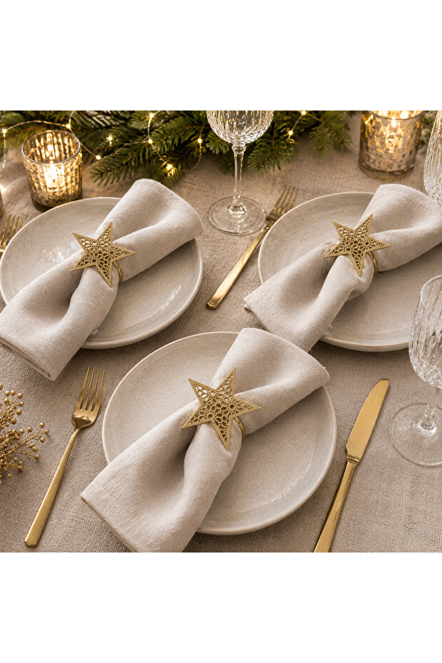 3 Piece Star Napkin Ring - Gold