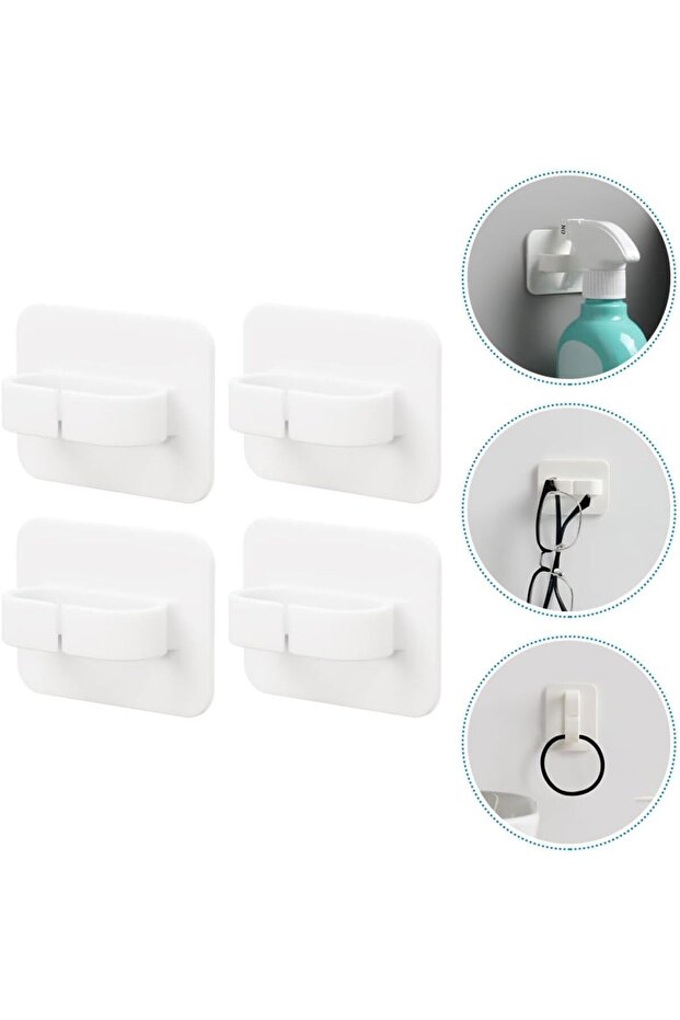 4-pack multi-purpose adhesive wall hooks, suitable for spray bottles, bathroom and kitchen storage, traceless round ring hooks.