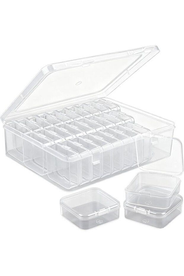 30-Piece Small Clear Plastic Storage Boxes, transparent bead storage boxes for diamond painting & small parts.