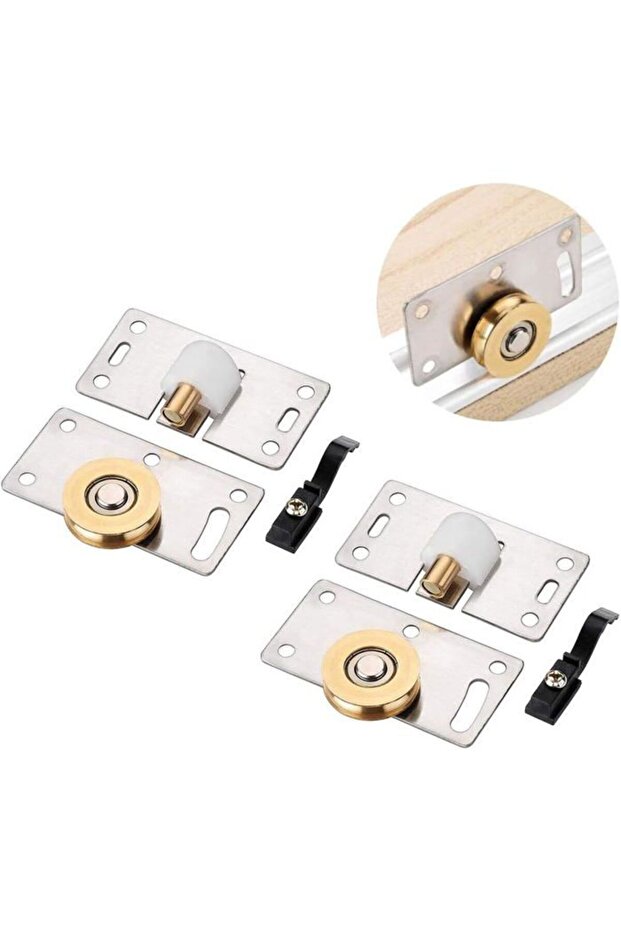 Two pairs of wardrobe door sliding rollers, sliding rollers, hardware accessories, suitable for wardrobes, closets and cabinets.