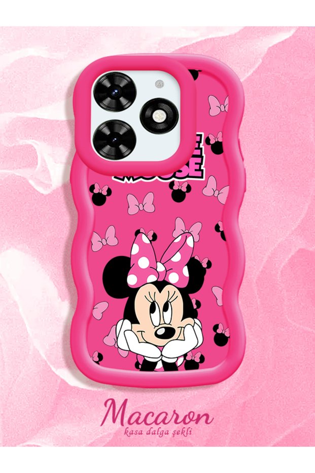 Tecno Spark Go 2024 Compatible Wavy Frame Mouse Cartoon Patterned Quality Silicone Phone Case