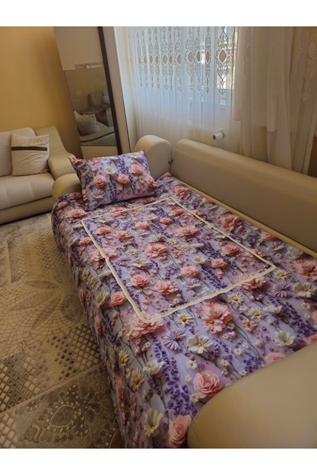 Surprise Pillow & Guest Pike Set with Purple Garden Pattern - 4 Pieces