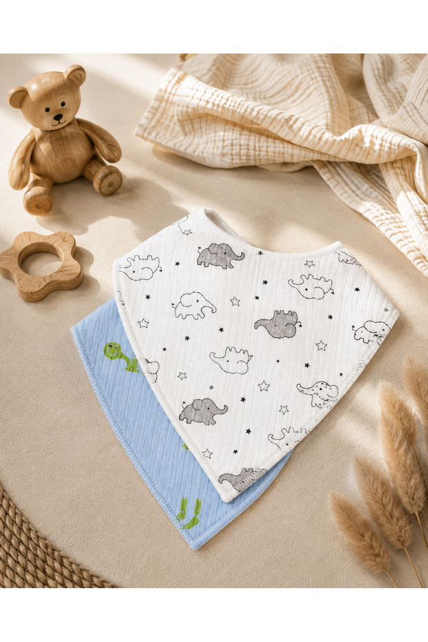 Pack of 2 Baby Scarf Bibs 100% Cotton Combed Cotton