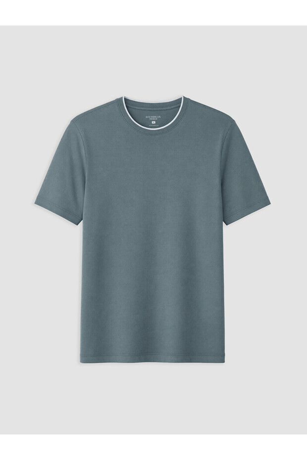 Ozmarka New Season Green Crew Neck Short Sleeve Men's Pajama Top