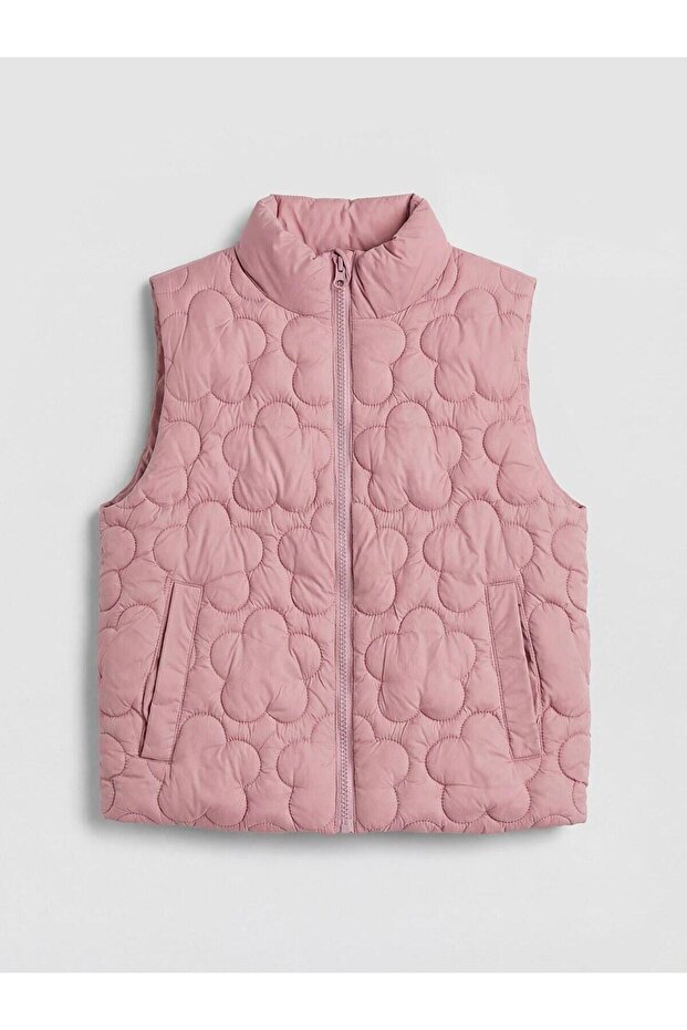 High Collar Quilted Girls' Puffer Vest (W6)