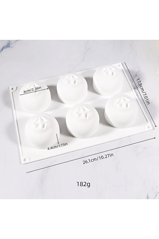 Six-compartment heat-resistant food-grade blueberry baking mold, non-stick baking mold - Geschikt voor cupcake, pudding, cookie, birthday cake
