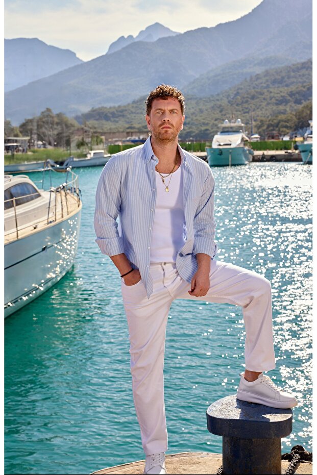 Men's Slim Fit White Trousers