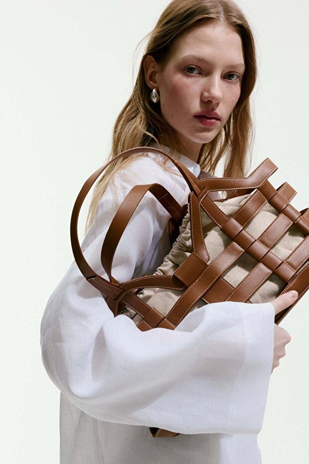 Large drawstring-detail tote bag