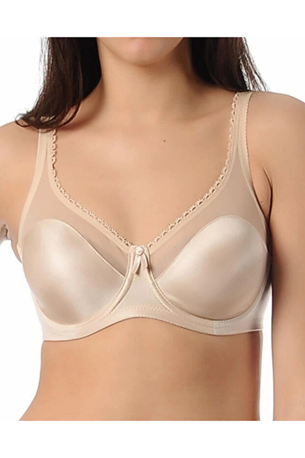 New Pearl Underwire Non-Supported Tulle Gathering Bra in Nude Color