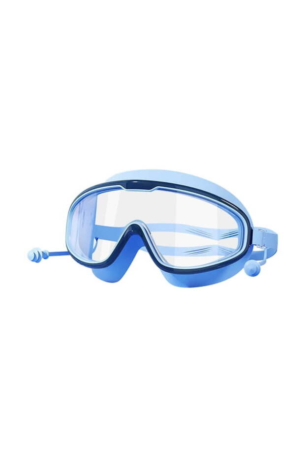 4-piece waterproof high-definition children's swimming goggles and snorkeling gear set, suitable for children aged 6-14 - blue