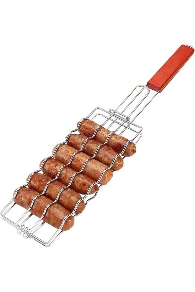 Stainless Steel Hot Dog Holders for Grilling – Sausage Rack for Hot Dogs, Meat & Vegetables