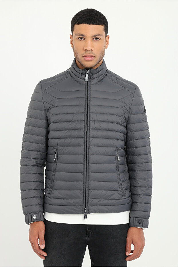Men's Slim Fit Hooded Anthracite Coat