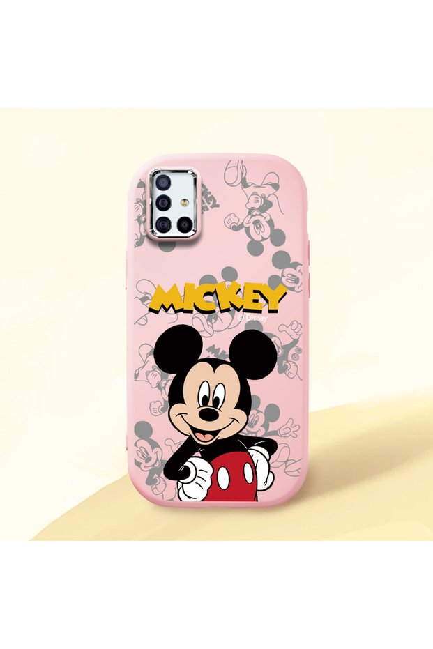 Samsung Galaxy A51 Compatible Case Camera Protector Pink Silicone Couple Phone Case Character Patterned