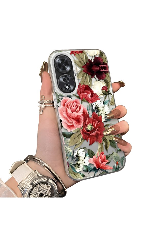 Oppo A60 Compatible Hard Acrylic Back Silicone Edge Lens Protection Case