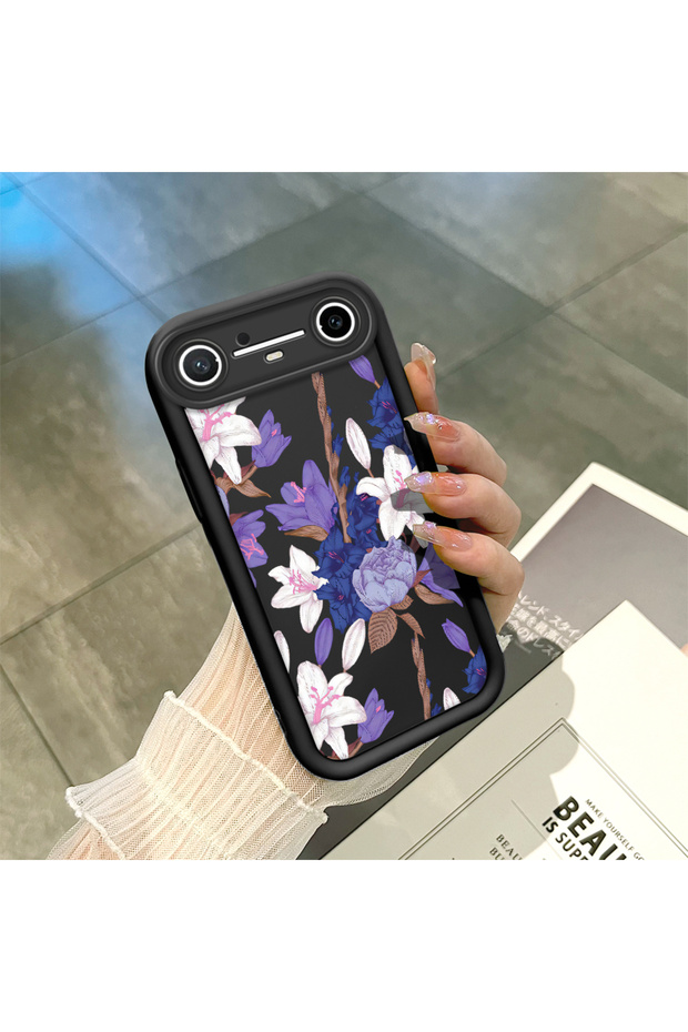 حافظة مطبوعة أنيقة من السيليكون الأسود متوافقة مع Tecno Spark Slim/Pova Slim ومضادة للصدمات وواقية للكاميرا