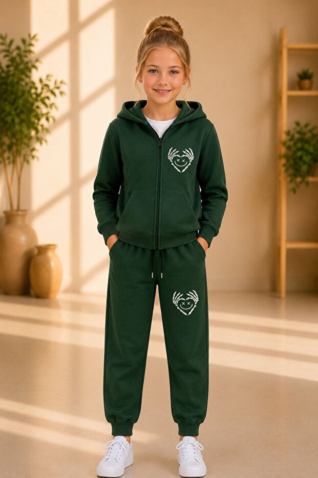 طقم بدلة رياضية بسحّاب وقلنسوة مطبوعة من Busekids Trend