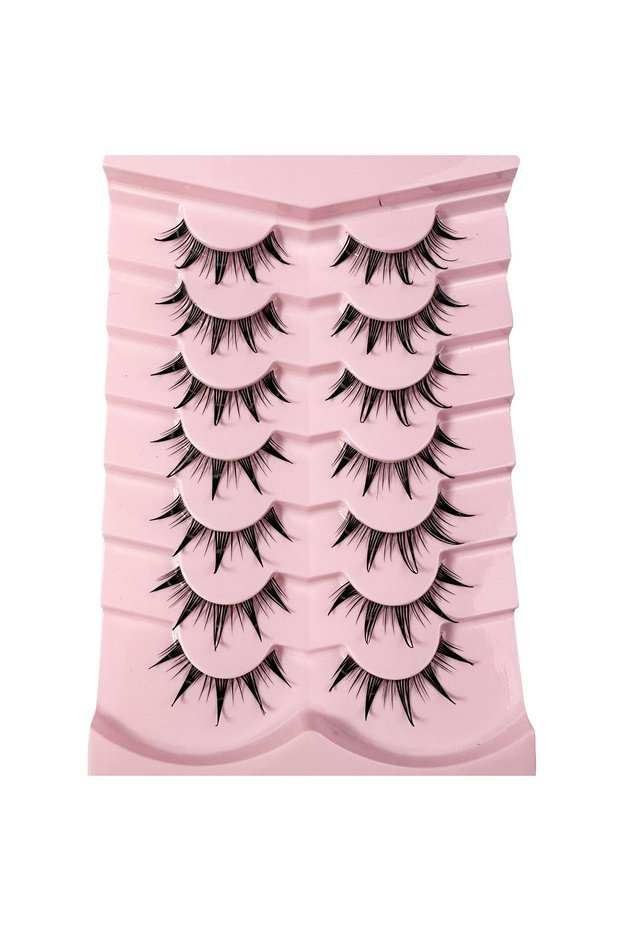 7PairsSCH New 14/10/7/5Pairs Manga Lashes Natural Eyelashes Soft Cross Wispy Clear Band False Eyelas