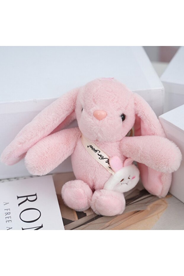 Pink Rabbit Keychain Pendant Doll Plush Toy Wholesale Mini Couple Backpack Pendant Doll Keychain