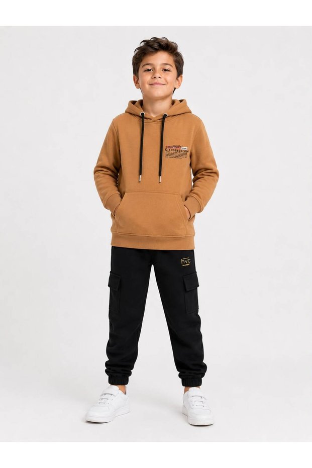 H&C Boys' 2 Thread Hooded Printed Tracksuit Set 2-Piece Seasonal Bottom Top Set