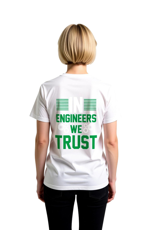 Women's Engineering Themed Printed T-Shirt 100% Cotton Relaxed Fit Short Sleeve Round Neck Casual Modern