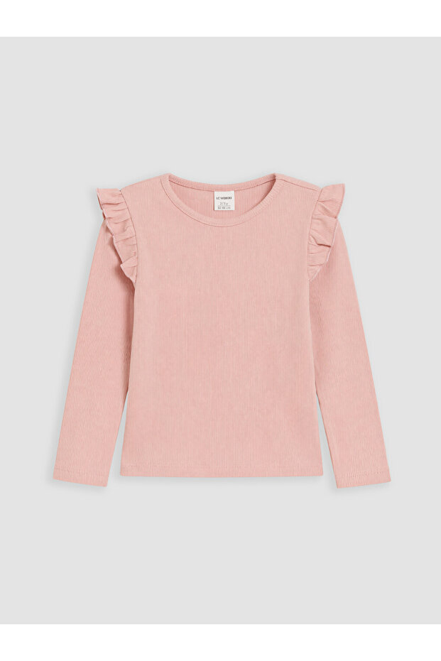 Crew Neck Ruffle Girl's T-Shirt