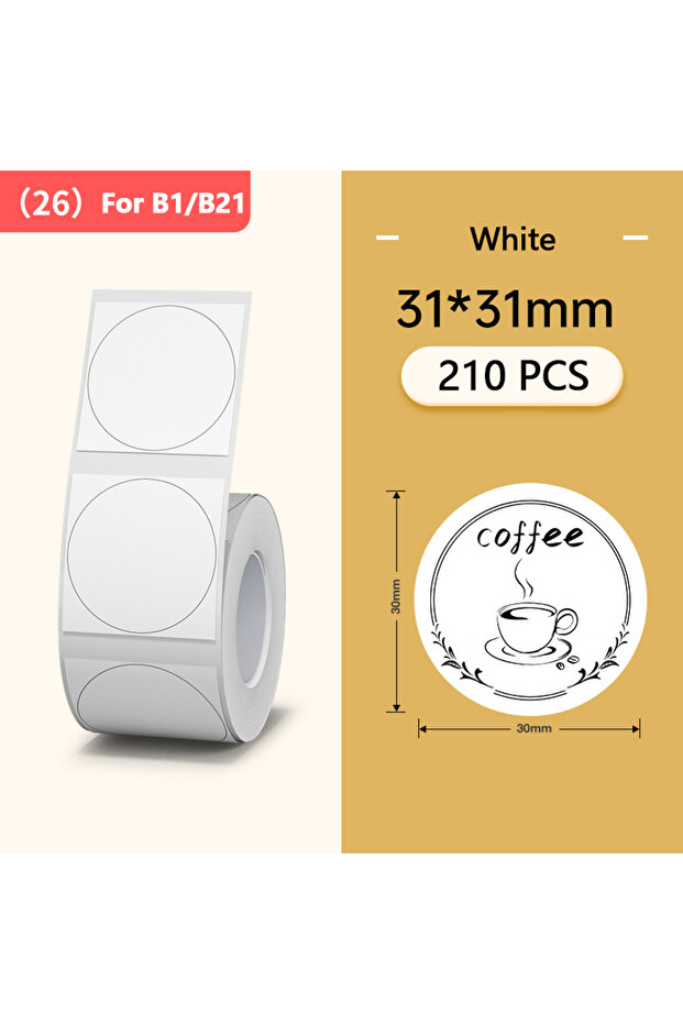 WH Round 31-31mm Niimbot Round White Color Label Sticker Paper Rolls for Adhesive Mini Mobile Label