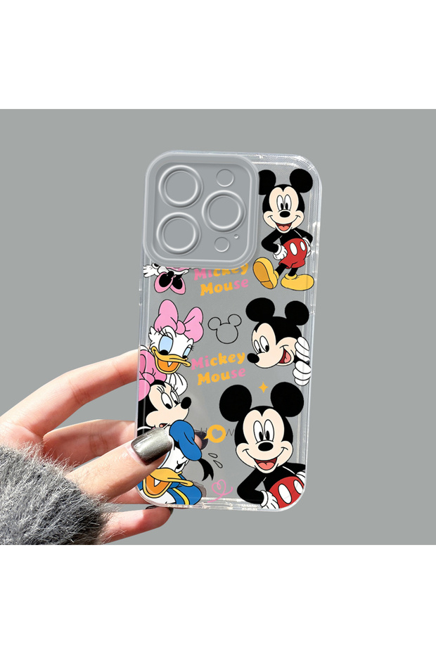 iPhone 14 Pro Compatible Camera Protected Anti-Shock Aesthetic Print Patterned Transparent Silicone Case