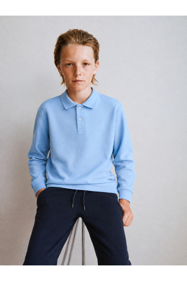 Unisex School Polo Collar Lacost Long Sleeve Unprinted Plain Lacost