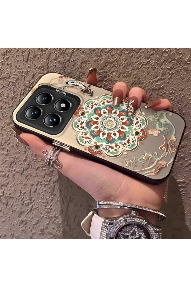 Mi 14t Pro Compatible Traditional Dunhuang Motif Silicone Phone Case, Shockproof