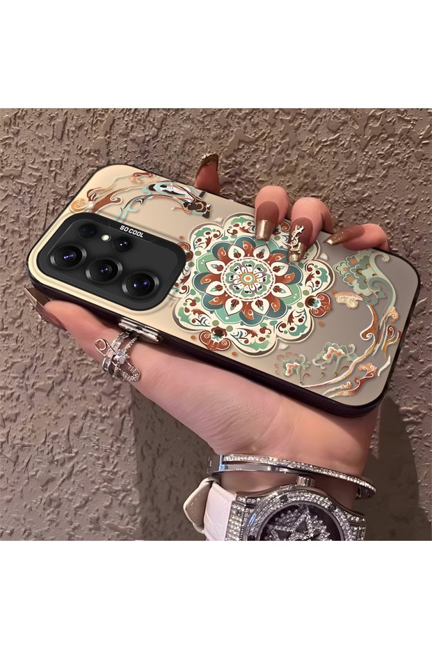 Samsung Galaxy S25 Ultra Compatible Traditional Dunhuang Motif Silicone Phone Case, Shockproof