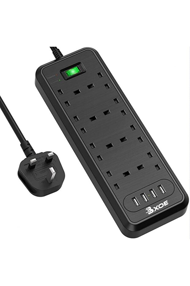 سلك تمديد الطاقة بطول 3 أمتار مع منفذ USB، محول طاقة متعدد المنافذ، مقبس كهربائي متعدد الوظائف.