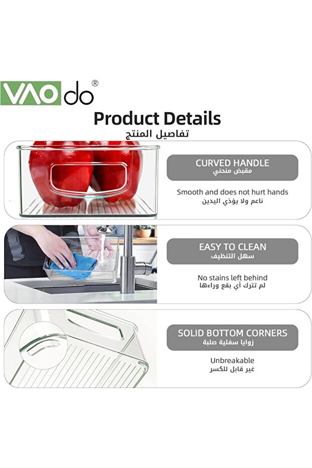 Refrigerator Organizer with Lids, Stackable Fruit Storage Containers, Vegetable Strainers Box - 2