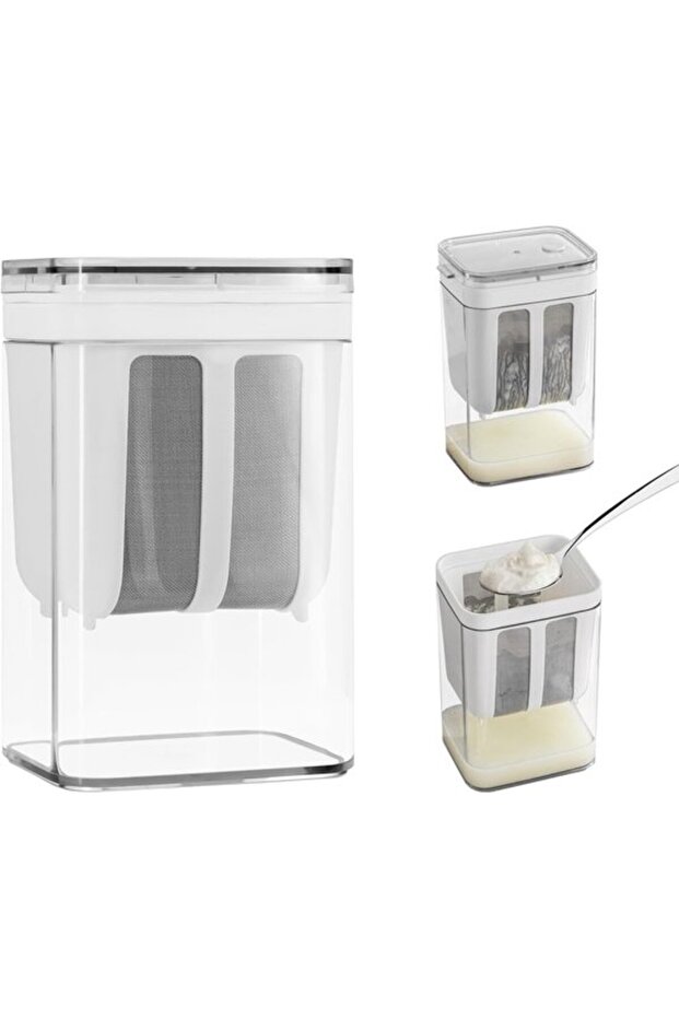 Yogurt strainer with fine mesh bag.