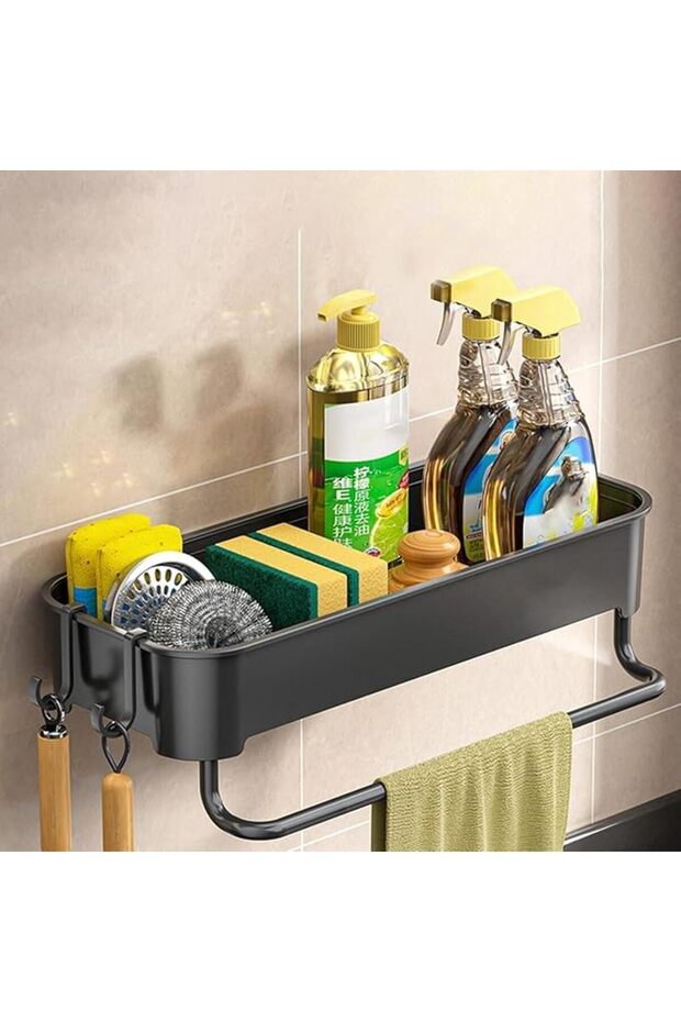 Sponge Holder for Kitchen Sink, Kitchen Sink Caddy Rustproof Dish Sponge Organizer with Detachable D