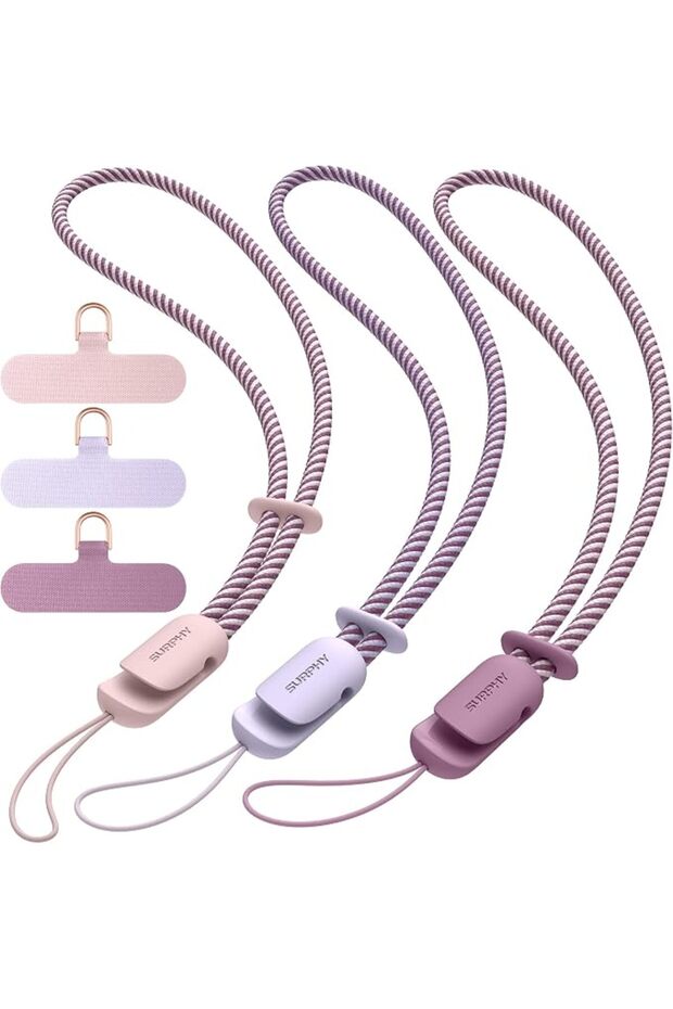 3 Pack Phone Strap with CellPhone Tether Tab, Phone Lanyard, CellPhone Wrist Strap with 2-Col