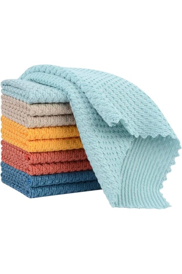 Microfiber Dish Cloths 6 Pack, Super Absorbent Lint-Free Kitchen Towels for Washing & Drying Dishes,