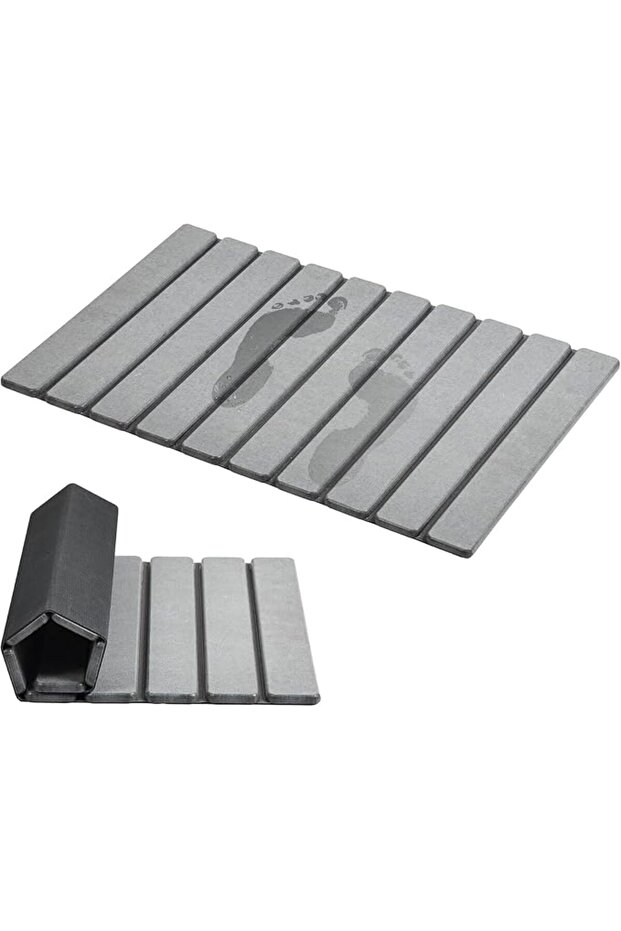 Foldable Stone Bath Mat, Non-Slip Diatomaceous Earth Bath Mat, Super Absorbent Quick Drying