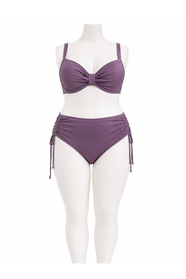 Women's Plum Lycra Flexible Stylish Comfortable Plus Size Battal Wire Underwire High Waist Bikini Set