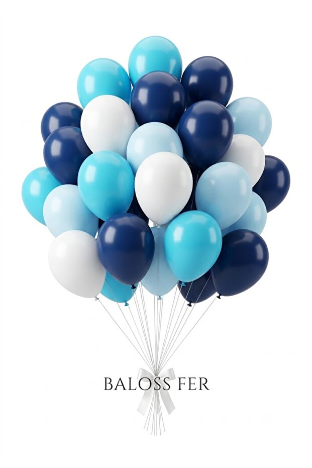Deniz Concept 30-Piece Blue Navy Blue Macaron Blue White Balloon Set