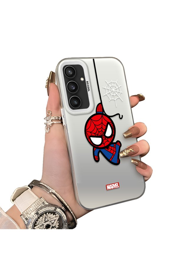 Samsung Galaxy S23 Fe Compatible Silicone Edge Hard Back Case Couple Phone Case Spider Man Patterned