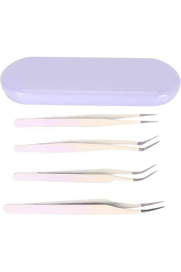 Comfortable Grip Eyelash Applicator Tools Set for Individual and Professional Use (Violet)