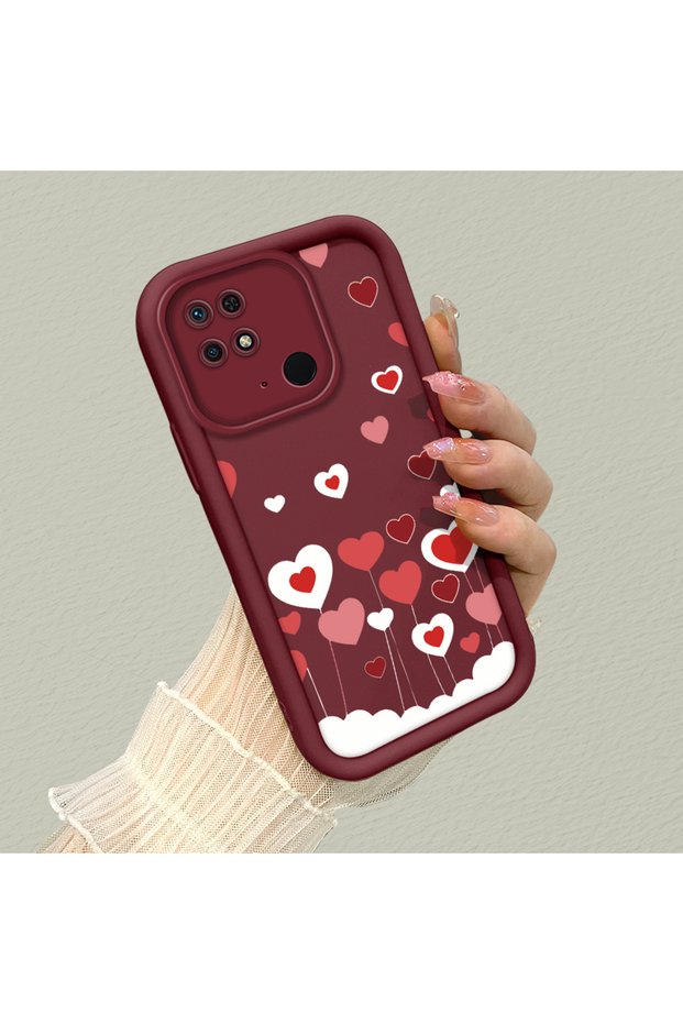 Redmi 10C Compatible Colorful Heart Balloon Patterned Silicone Case, Stylish Impact Protection