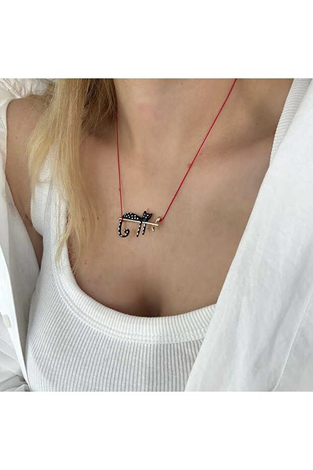 Red String Cat Necklace