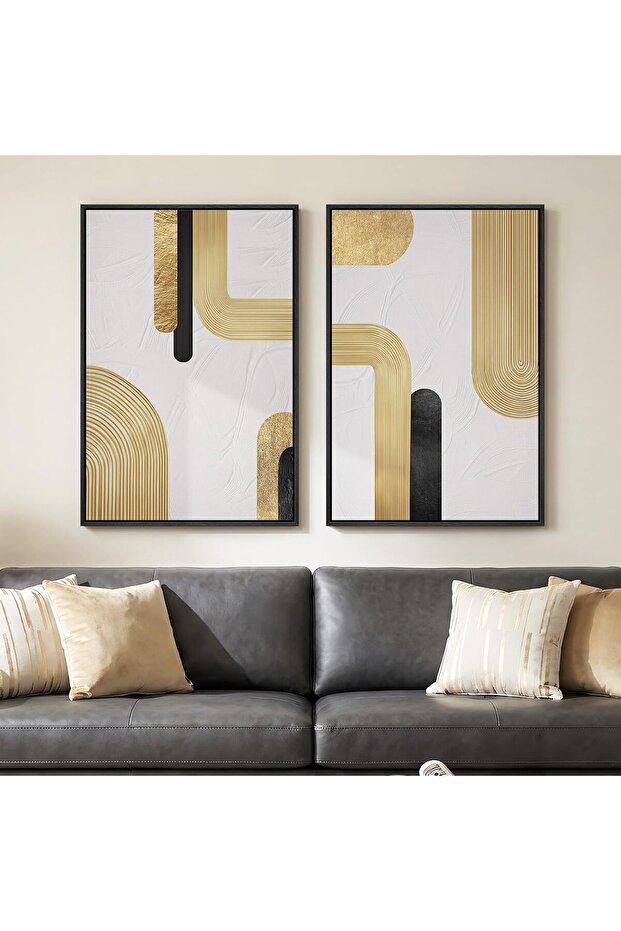 Signtouch Grey Blue Floral Ink Wrap Framed Canvas Wall Art Set of 3 30x40 cm