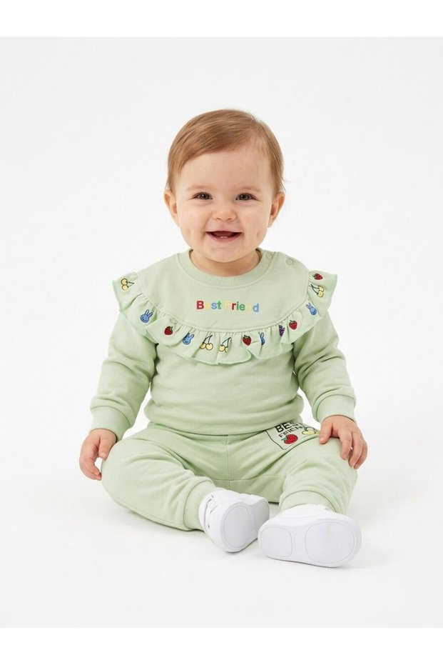 Cotton Organic Ruffle Detailed 2-Piece Baby Girl Set