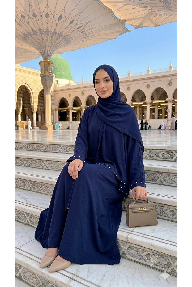 Leyla Model Stone Detailed Shawl Gift for Umrah and Hajj