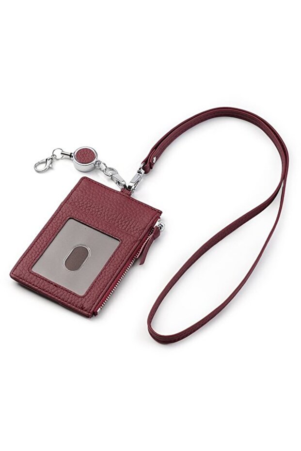 RFID zipper minimalist wallet burgundy card holder.