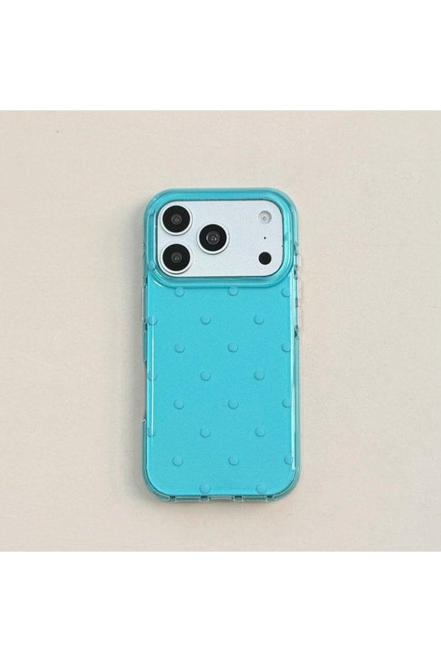 iPhone17 Pro TPU Blue Minimalist Summer Blue Full Screen Polka Dots Shockproof Protective Phone Cove
