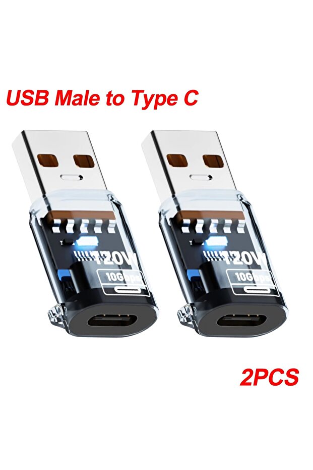 2X A-Blue OTG USB C Female To USB A Male Adapter Converter High Speed Transfer for IPhone 16 15 IPad