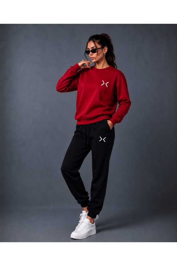 Zero Collar Sweat Suit 2-Piece Combination Winter Shardooned X Printed Women's / Men's Unisex Model